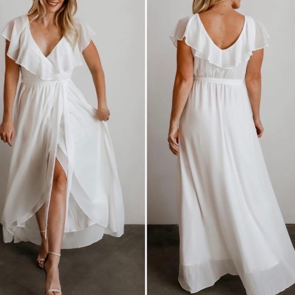Baltic Born Katya White Ruffle Maxi Dress